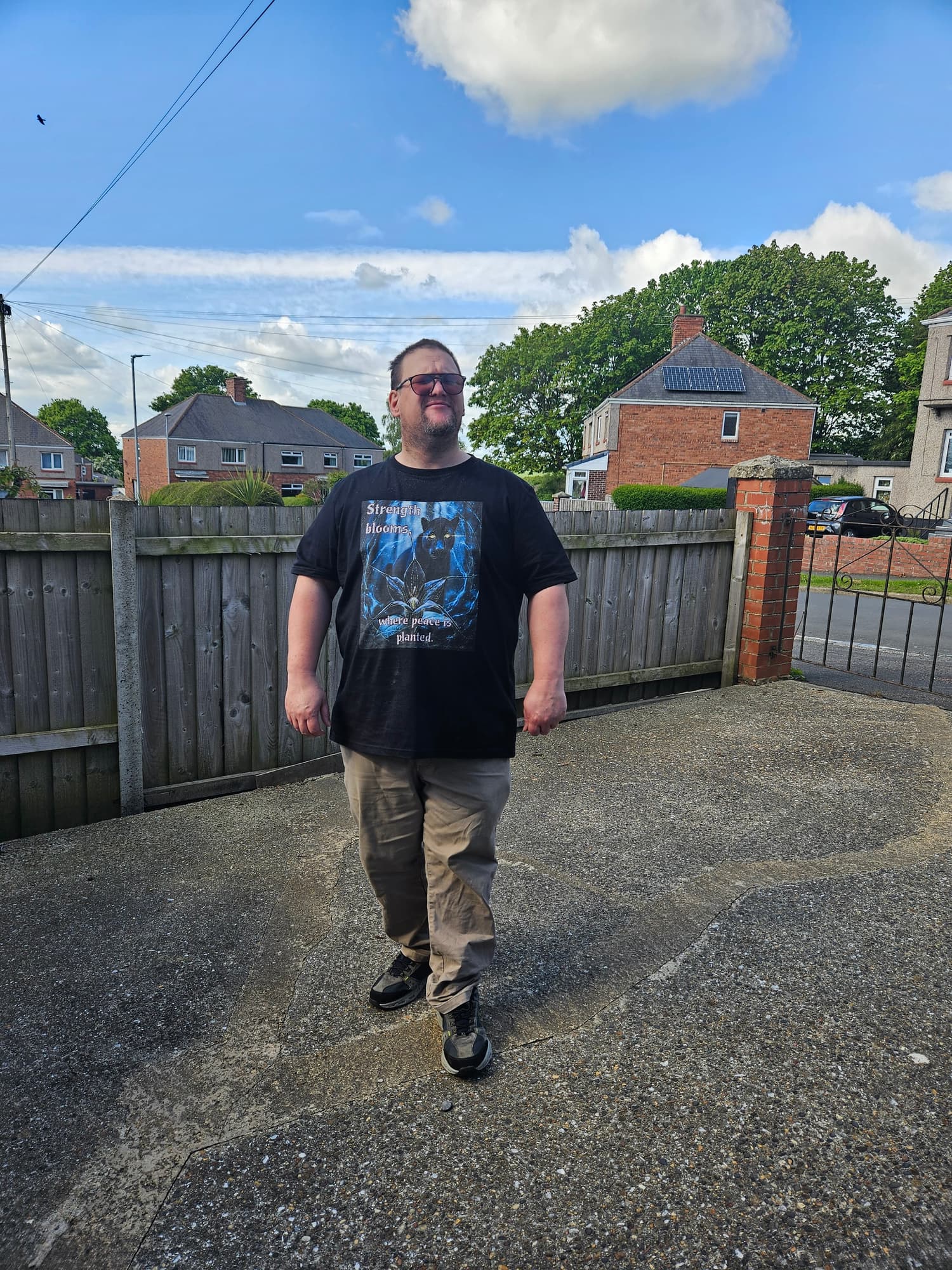 Tom wearing the Shadow's Journey cinematic t-shirt