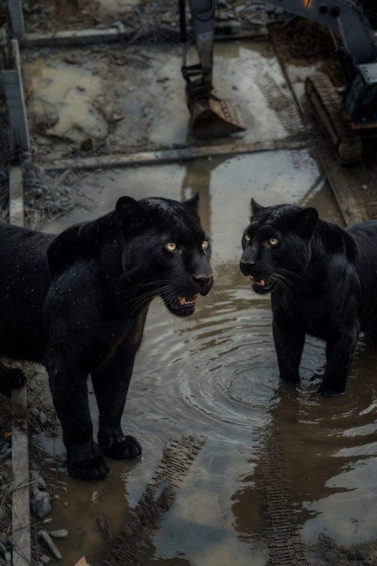 Shadow and princess panthers stand opposite one another