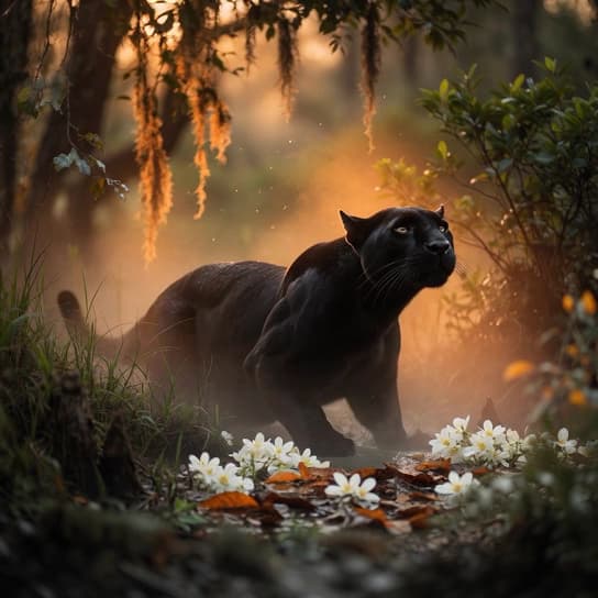 Panther rearing up to smell air.
